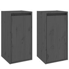 Seinäkaapit 2 kpl harmaa 30x30x60 cm täysi mänty hinta ja tiedot | Hyllyt | hobbyhall.fi