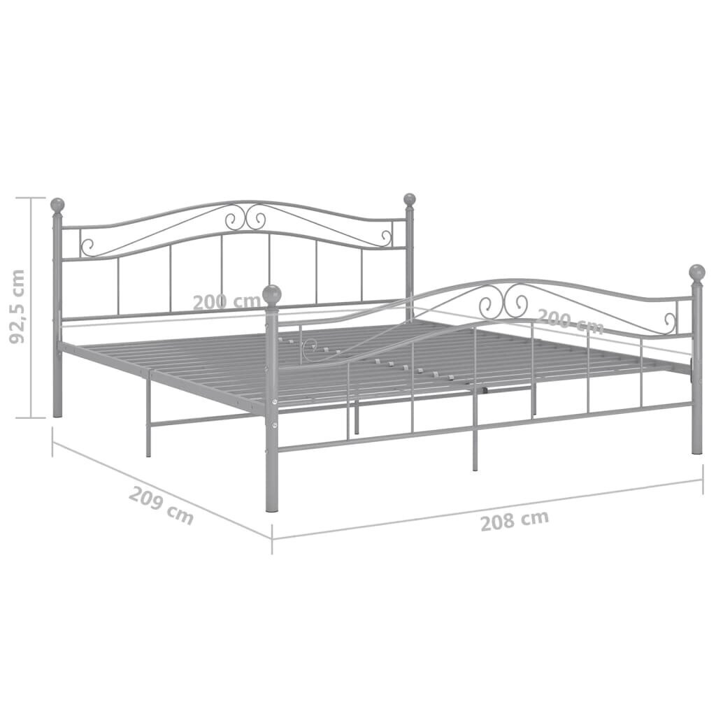 Sängynrunko harmaa metalli 200x200 cm hinta ja tiedot | Sängyt | hobbyhall.fi