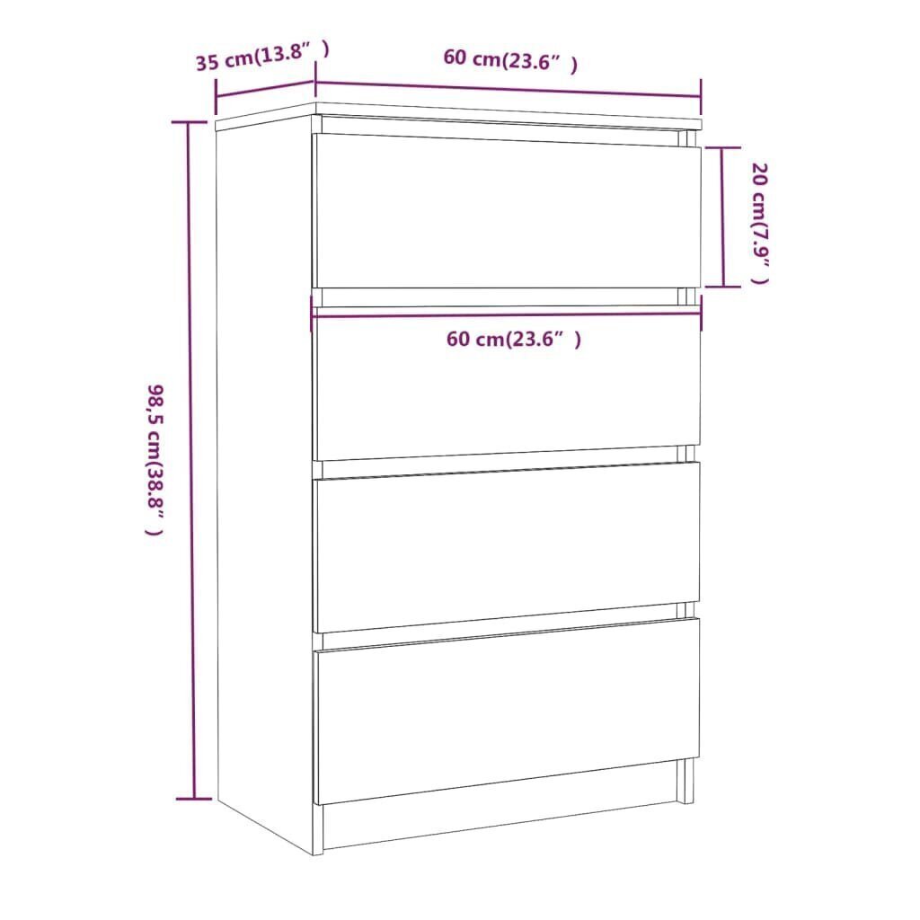 Senkki harmaa Sonoma 60x35x98,5 cm tekninen puu hinta ja tiedot | Olohuoneen kaapit ja lipastot | hobbyhall.fi