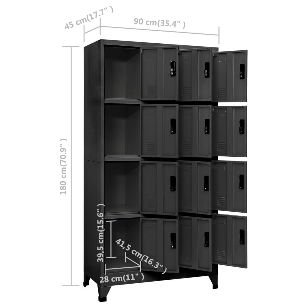 Pukukaappi antrasiitti 90x45x180 cm teräs hinta ja tiedot | Kaapit | hobbyhall.fi