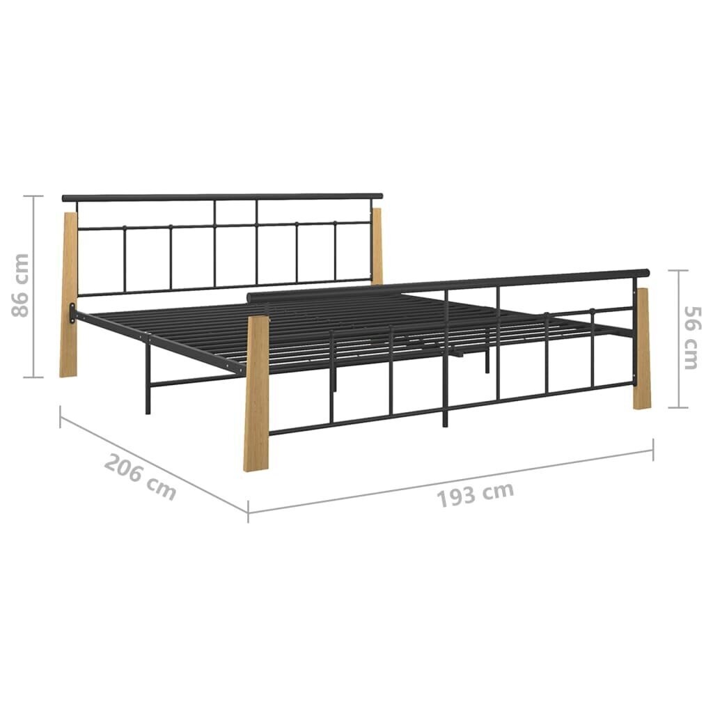 Sängynrunko metalli ja täysi tammi 180x200 cm hinta ja tiedot | Sängyt | hobbyhall.fi