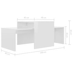 Sohvapöytäsarja korkeakiilto valkoinen 100x48x40 cm lastulevy hinta ja tiedot | Sohvapöydät | hobbyhall.fi