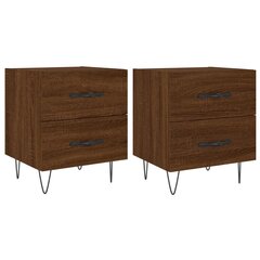 Yöpöydät 2 kpl ruskea tammi 40x35x47,5 cm tekninen puu hinta ja tiedot | Yöpöydät | hobbyhall.fi