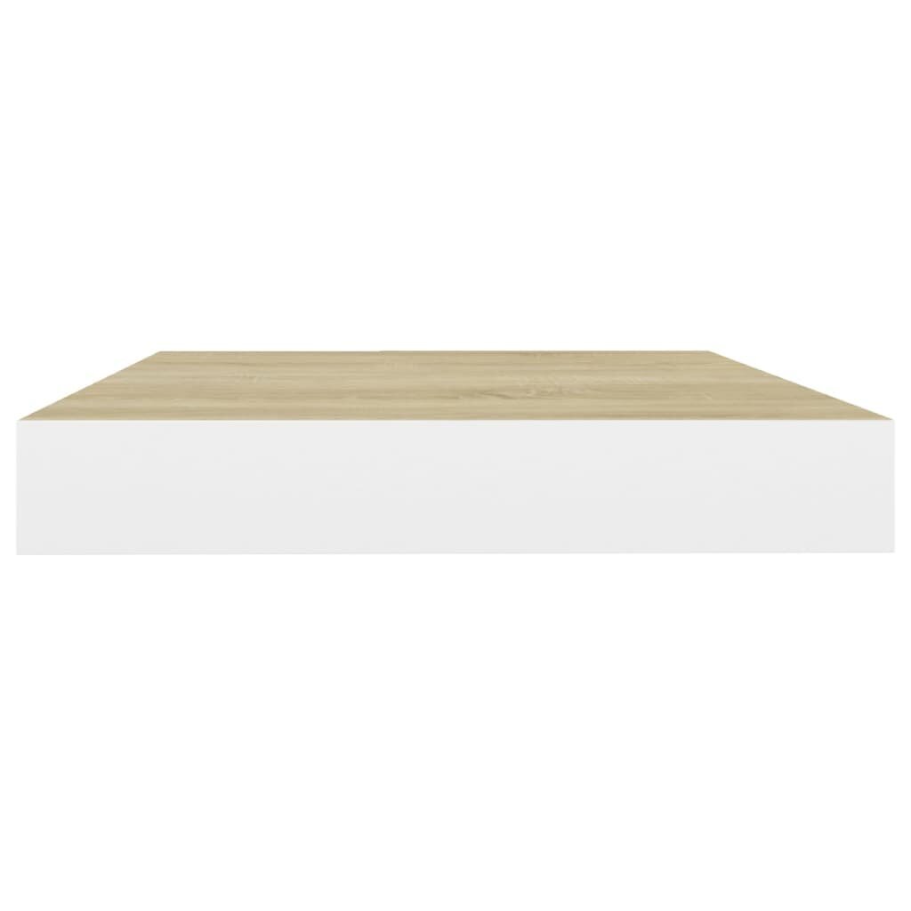 Kelluvat seinähyllyt 4 kpl tammi ja valkoinen 50x23x3,8 cm MDF hinta ja tiedot | Hyllyt | hobbyhall.fi