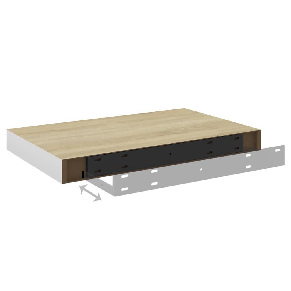 Kelluvat seinähyllyt 4 kpl tammi ja valkoinen 50x23x3,8 cm MDF hinta ja tiedot | Hyllyt | hobbyhall.fi