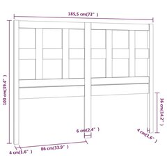 Sängynpääty musta 185,5x4x100 cm täysi mänty hinta ja tiedot | Sängyt | hobbyhall.fi