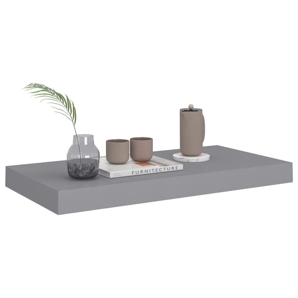 Kelluvat seinähyllyt 4 kpl harmaa 50x23x3,8 cm MDF hinta ja tiedot | Hyllyt | hobbyhall.fi