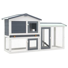 Suuri kanin ulkokoppi harmaa ja valkoinen 145x45x84 cm puu hinta ja tiedot | Pieneläinten häkit ja tarvikkeet | hobbyhall.fi