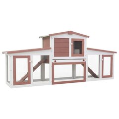 Suuri kanin ulkokoppi ruskea ja valkoinen 204x45x85 cm puu hinta ja tiedot | Pieneläinten häkit ja tarvikkeet | hobbyhall.fi