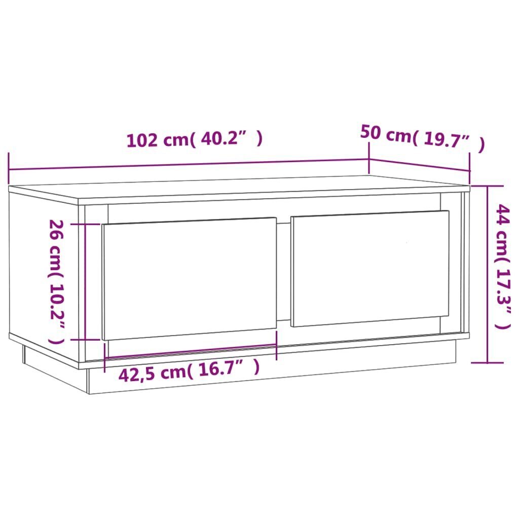 Sohvapöytä ruskea tammi 102x50x44 cm tekninen puu hinta ja tiedot | Sohvapöydät | hobbyhall.fi