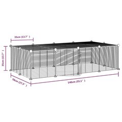 20-paneelinen lemmikkihäkki ovella, musta 35x35 cm teräs hinta ja tiedot | Pieneläinten häkit ja tarvikkeet | hobbyhall.fi