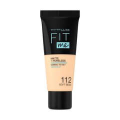 Maybelline Fit Me Foundation -sävyvoide 30 ml, 112 Pehmeä beige hinta ja tiedot | Meikkivoiteet ja puuterit | hobbyhall.fi