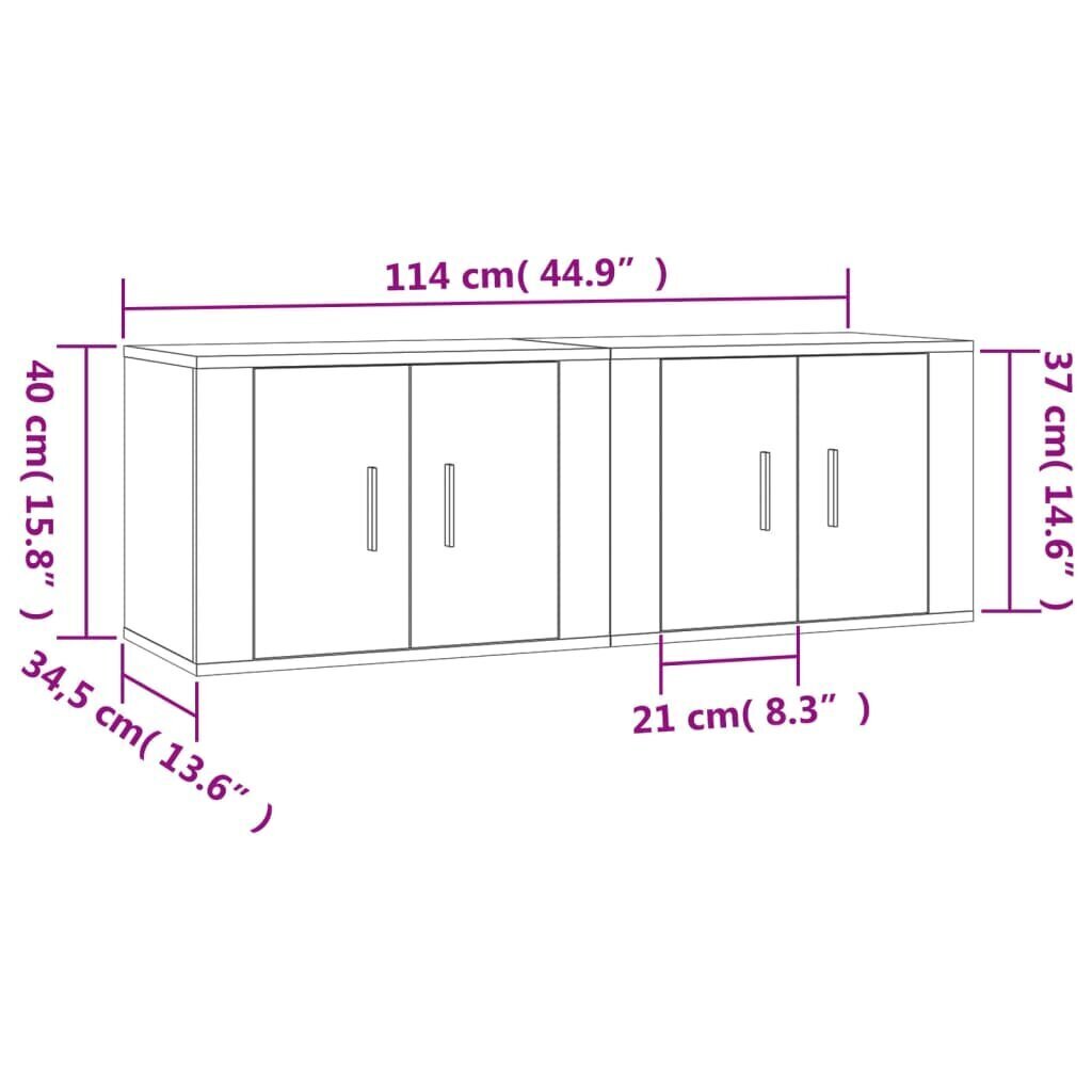 Seinäkiinnitettävät TV-kaapit 2 kpl valkoinen 57x34,5x40 cm hinta ja tiedot | TV-tasot | hobbyhall.fi