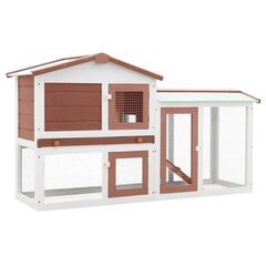 Suuri kanin ulkokoppi ruskea ja valkoinen 145x45x84 cm puu hinta ja tiedot | Pieneläinten häkit ja tarvikkeet | hobbyhall.fi