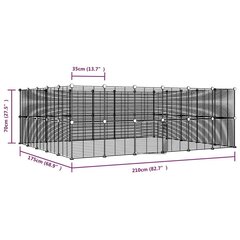 44-paneelinen lemmikkihäkki ovella, musta 35x35 cm teräs hinta ja tiedot | Pieneläinten häkit ja tarvikkeet | hobbyhall.fi