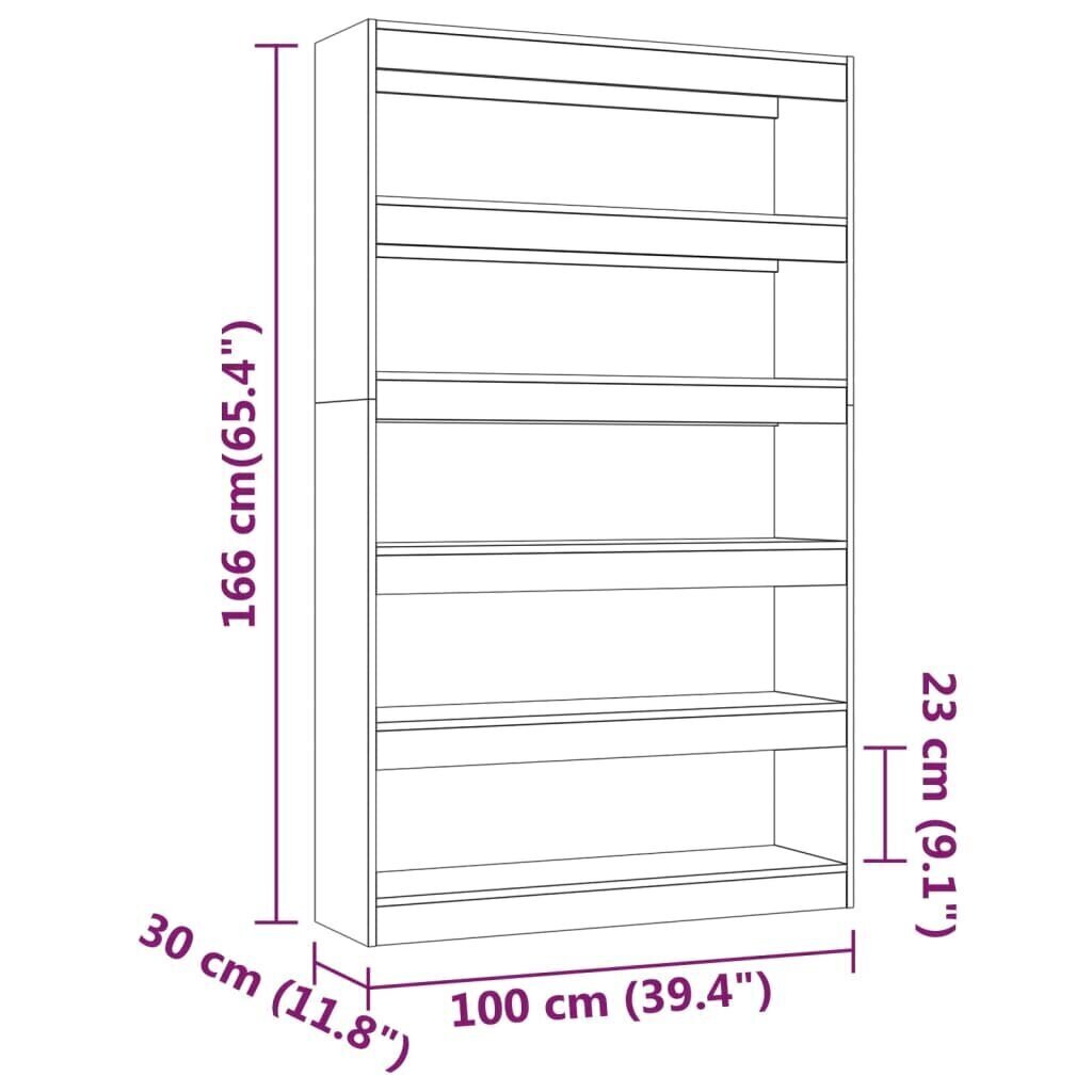 Kirjahylly/tilanjakaja harmaa Sonoma 100x30x166 cm hinta ja tiedot | Hyllyt | hobbyhall.fi