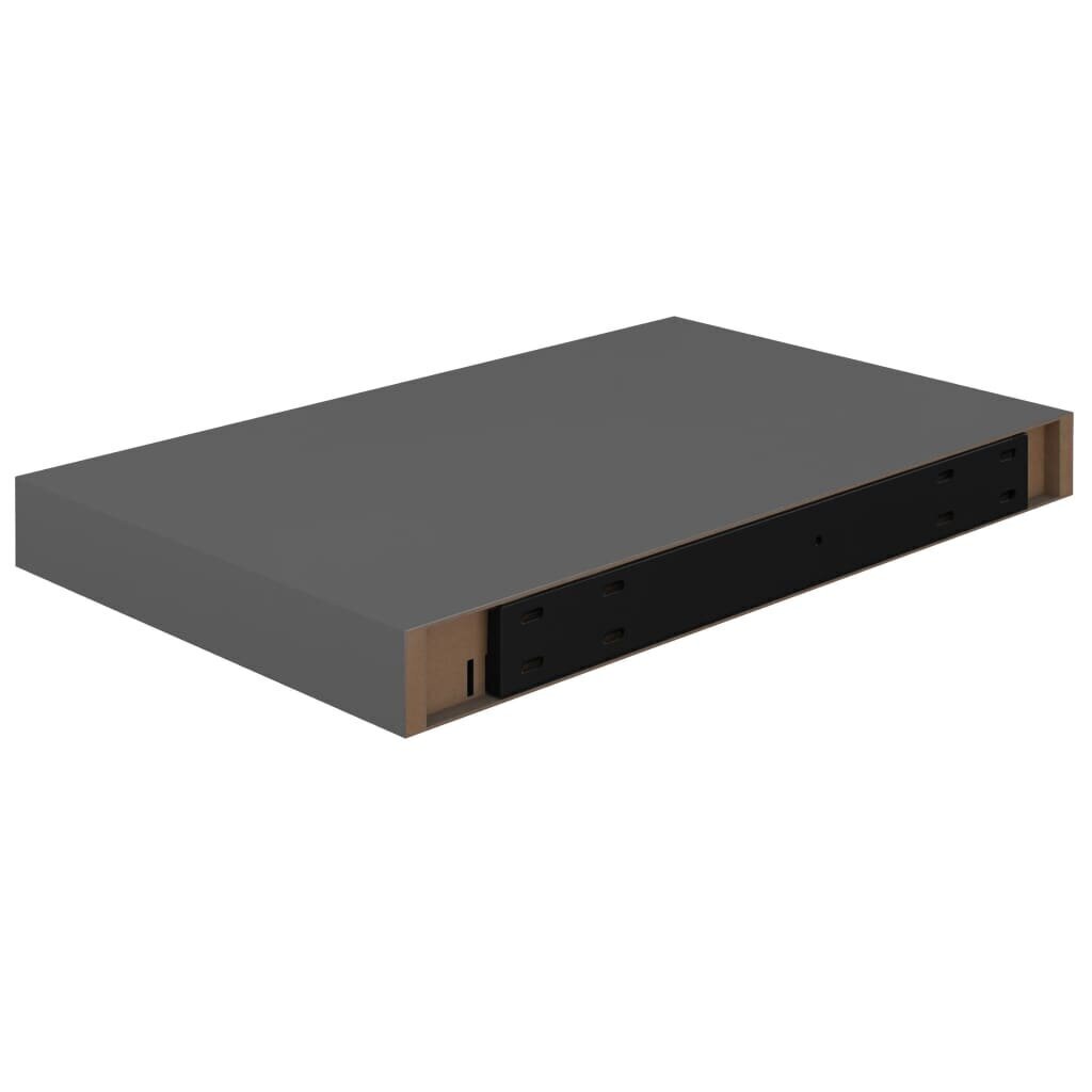 Kelluvat seinähyllyt 2 kpl korkeakiilto harmaa 40x23x3,8 cm MDF hinta ja tiedot | Hyllyt | hobbyhall.fi