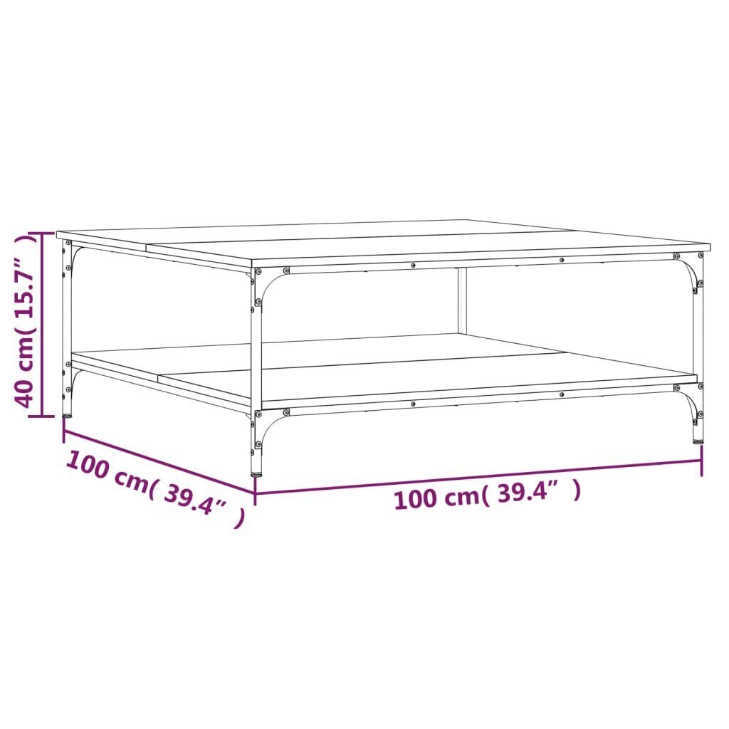 Sohvapöytä ruskea tammi 100x100x40 cm tekninen puu hinta ja tiedot | Sohvapöydät | hobbyhall.fi