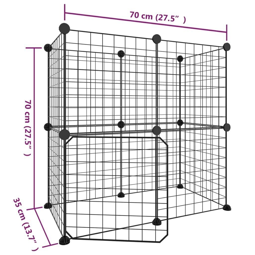 12-paneelinen lemmikkihäkki ovella musta 35x35 cm teräs hinta ja tiedot | Pieneläinten häkit ja tarvikkeet | hobbyhall.fi