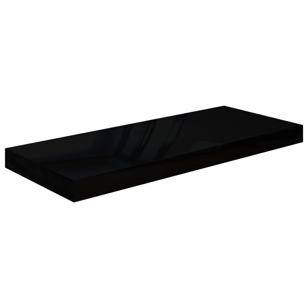 Kelluvat seinähyllyt 2kpl korkeakiilto musta 60x23,5x3,8 cm MDF hinta ja tiedot | Hyllyt | hobbyhall.fi