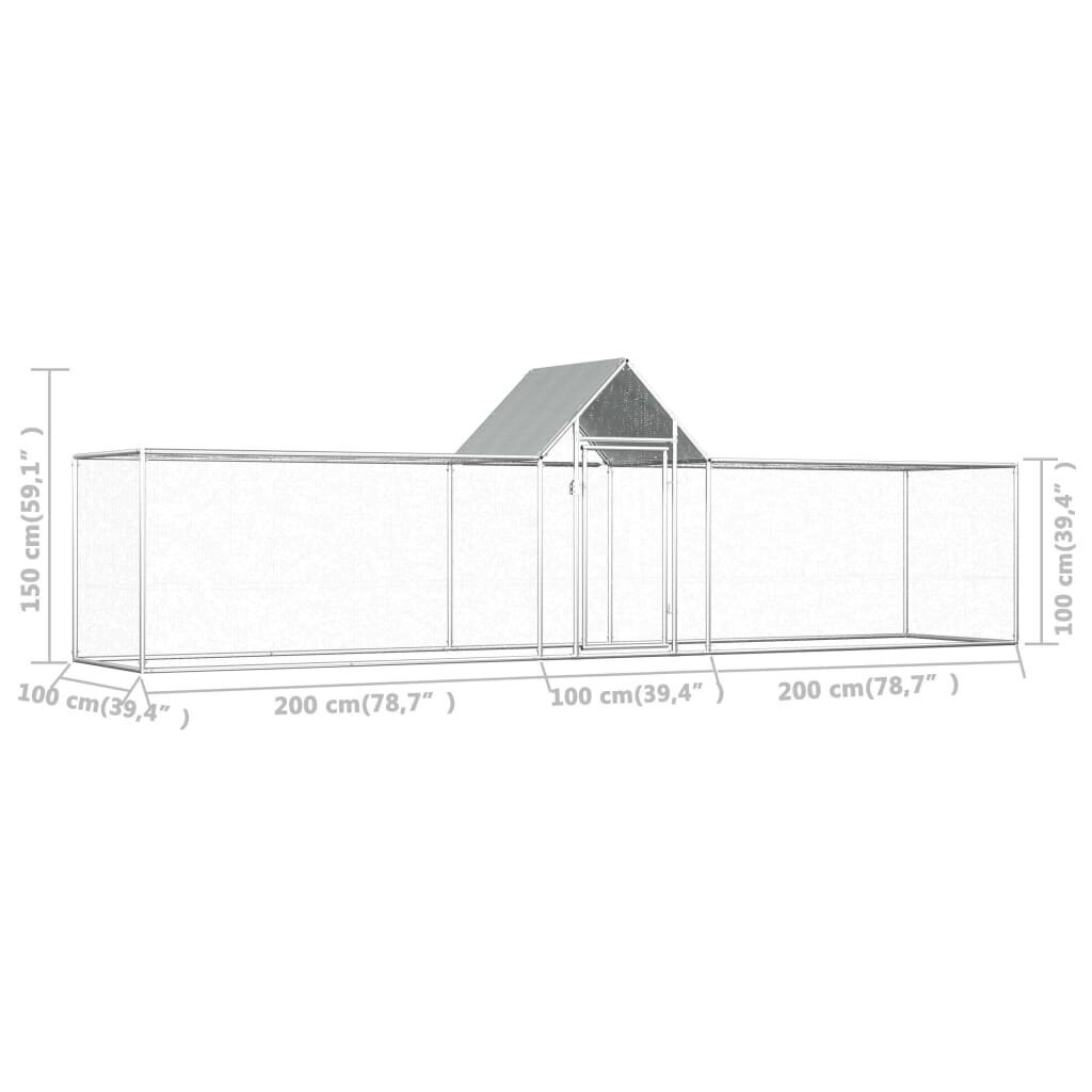 Kanahäkki 5x1x1,5 m galvanoitu teräs hinta ja tiedot | Pieneläinten häkit ja tarvikkeet | hobbyhall.fi