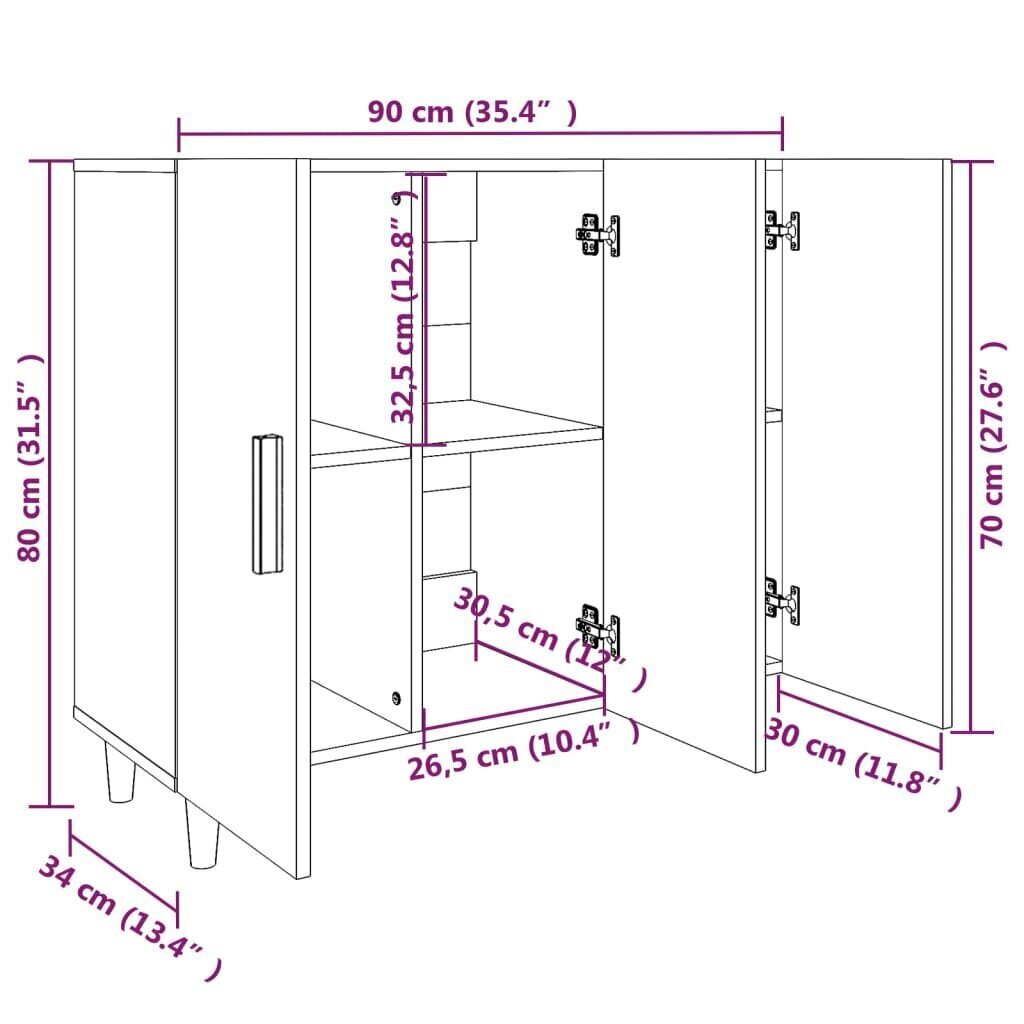 Senkki musta 90x34x80 cm tekninen puu hinta ja tiedot | Olohuoneen kaapit ja lipastot | hobbyhall.fi