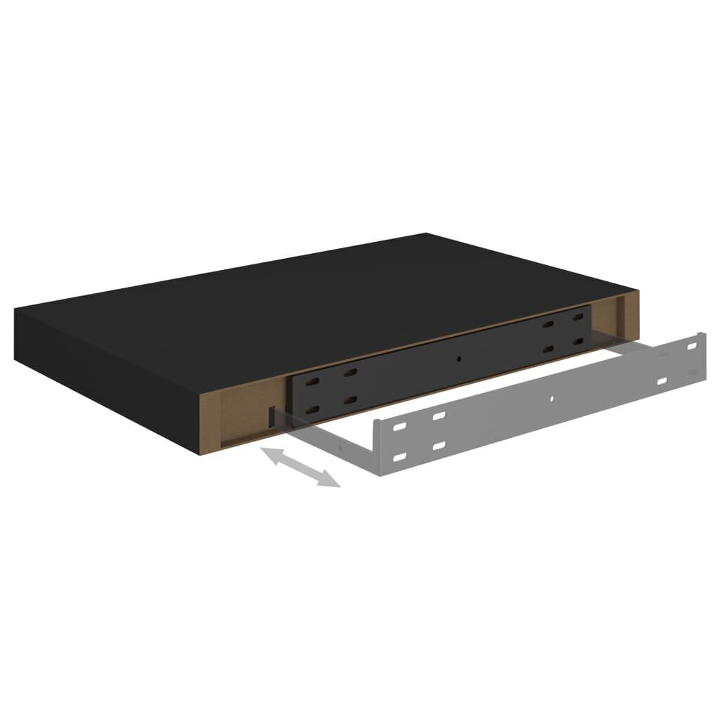 Kelluvat seinähyllyt 2 kpl musta 40x23x3,8 cm MDF hinta ja tiedot | Hyllyt | hobbyhall.fi