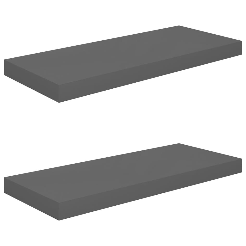 Kelluvat seinähyllyt 2kpl kork.kiilto harmaa 60x23,5x3,8cm MDF hinta ja tiedot | Hyllyt | hobbyhall.fi