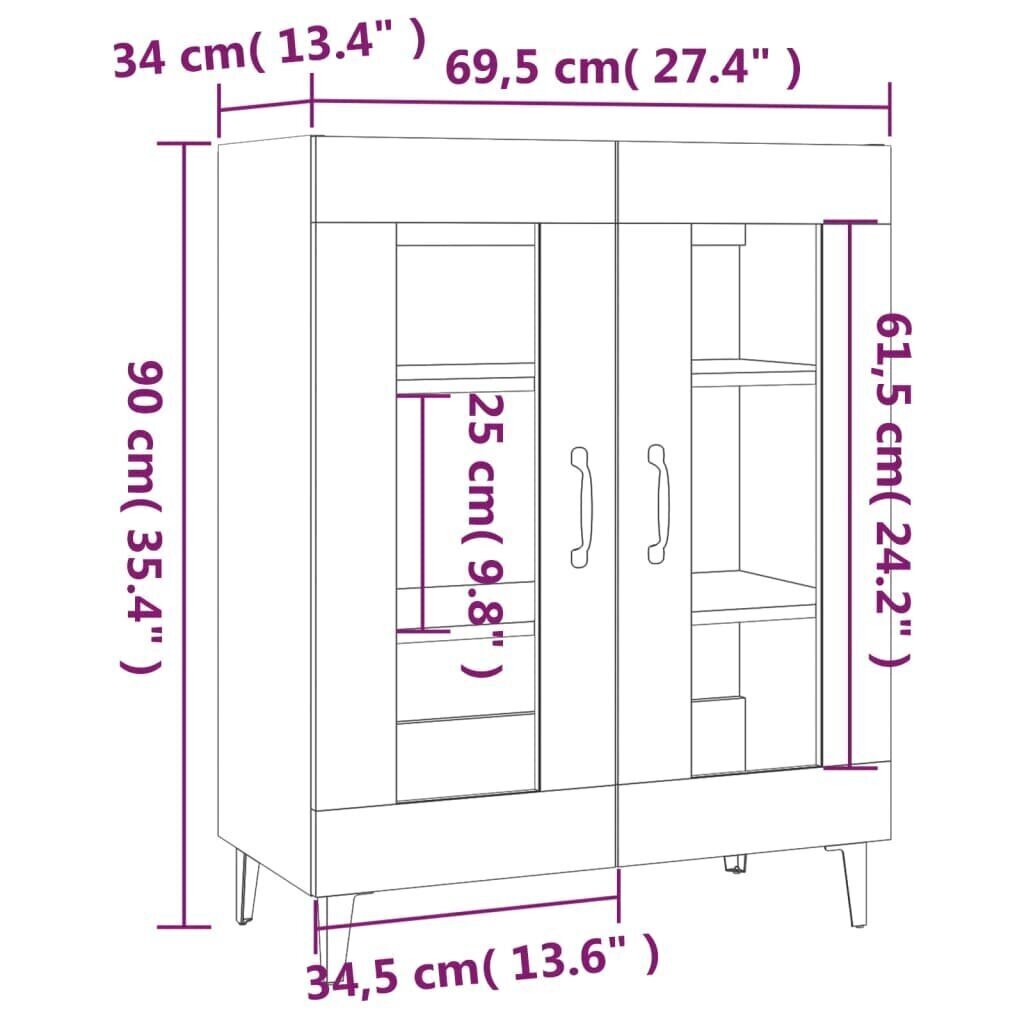 Senkki valkoinen 69,5x34x90 cm tekninen puu hinta ja tiedot | Olohuoneen kaapit ja lipastot | hobbyhall.fi