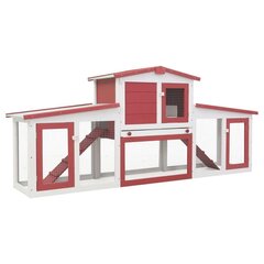 Suuri kanin ulkokoppi punainen ja valkoinen 204x45x85 cm puu hinta ja tiedot | Pieneläinten häkit ja tarvikkeet | hobbyhall.fi