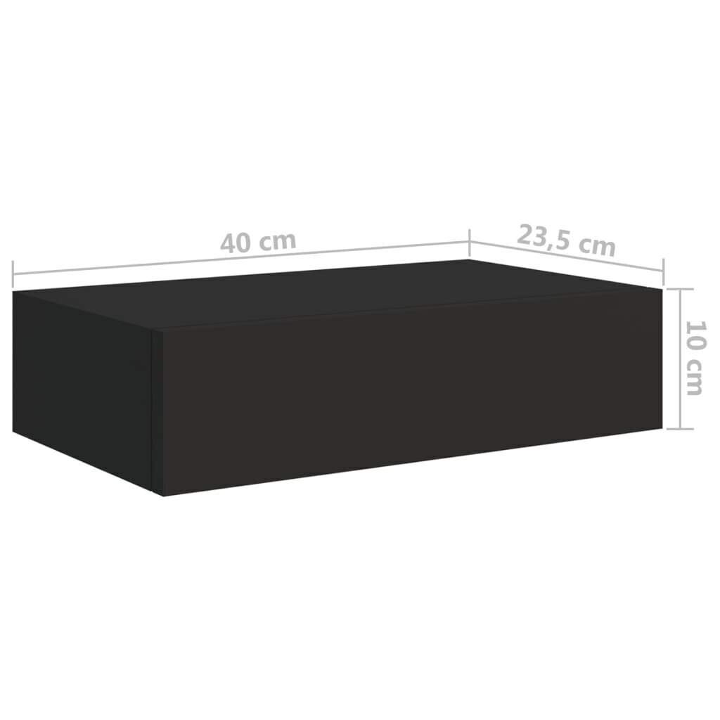 Seinälaatikkohyllyt 2 kpl musta 40x23,5x10 cm MDF hinta ja tiedot | Hyllyt | hobbyhall.fi