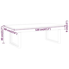 Sohvapöytä harmaa ja musta 120x60x40 cm MDF ja rauta hinta ja tiedot | Sohvapöydät | hobbyhall.fi