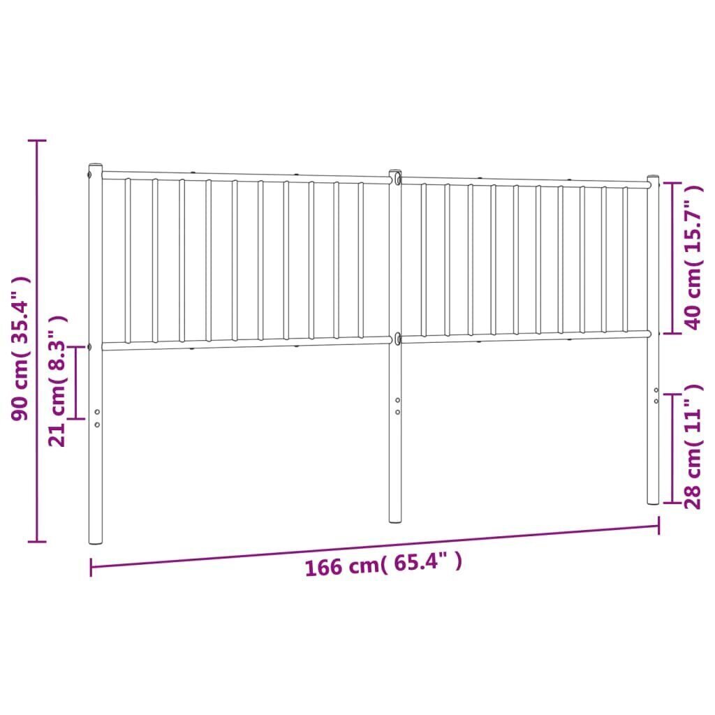 Metallinen sängynpääty valkoinen 160 cm hinta ja tiedot | Sängyt | hobbyhall.fi