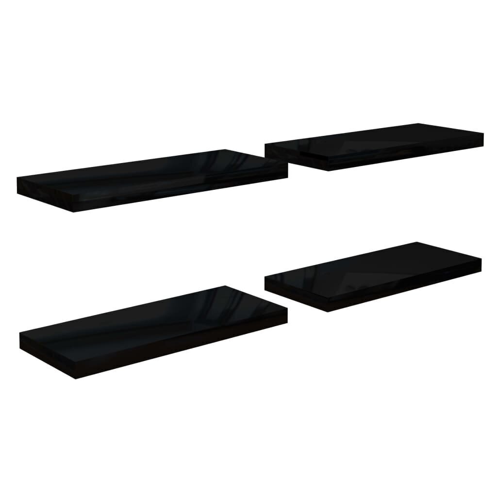 Kelluvat seinähyllyt 4 kpl korkeak. musta 60x23,5x3,8 cm MDF hinta ja tiedot | Hyllyt | hobbyhall.fi