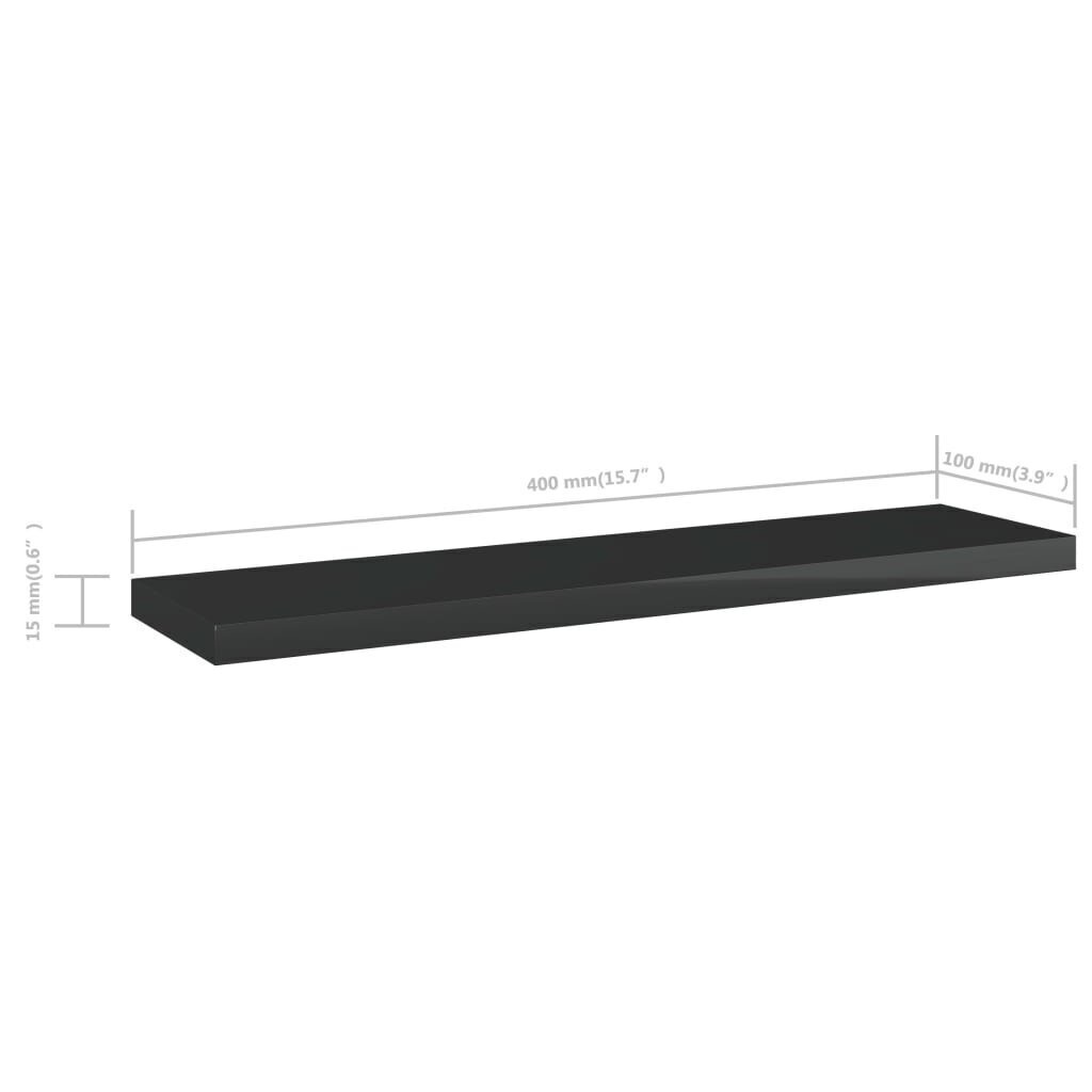 Kirjahyllytasot 8 kpl korkeakiilto musta 40x10x1,5 cm lastulevy hinta ja tiedot | Hyllyt | hobbyhall.fi