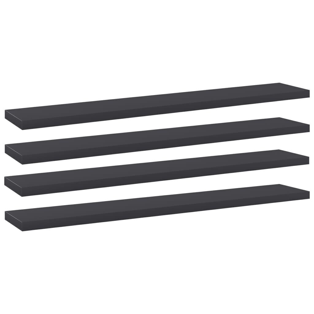 Kirjahyllytasot 4 kpl harmaa 60x10x1,5 cm lastulevy hinta ja tiedot | Hyllyt | hobbyhall.fi