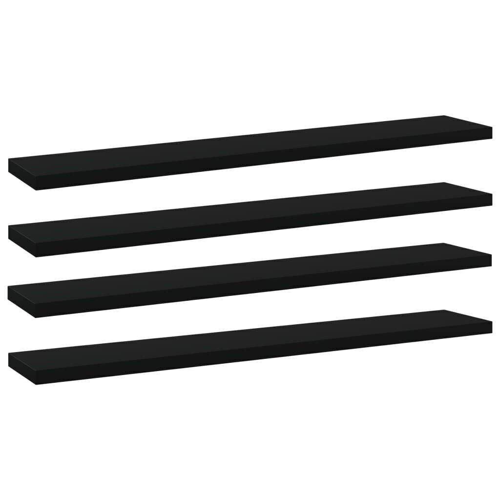 Kirjahyllytasot 4 kpl musta 60x10x1,5 cm lastulevy hinta ja tiedot | Hyllyt | hobbyhall.fi