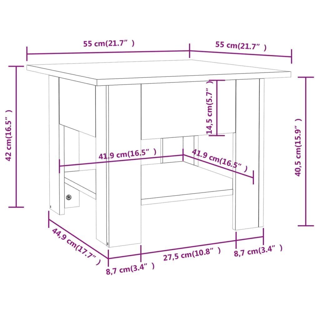 Sohvapöytä betoninharmaa 55x55x42 cm lastulevy hinta ja tiedot | Sohvapöydät | hobbyhall.fi