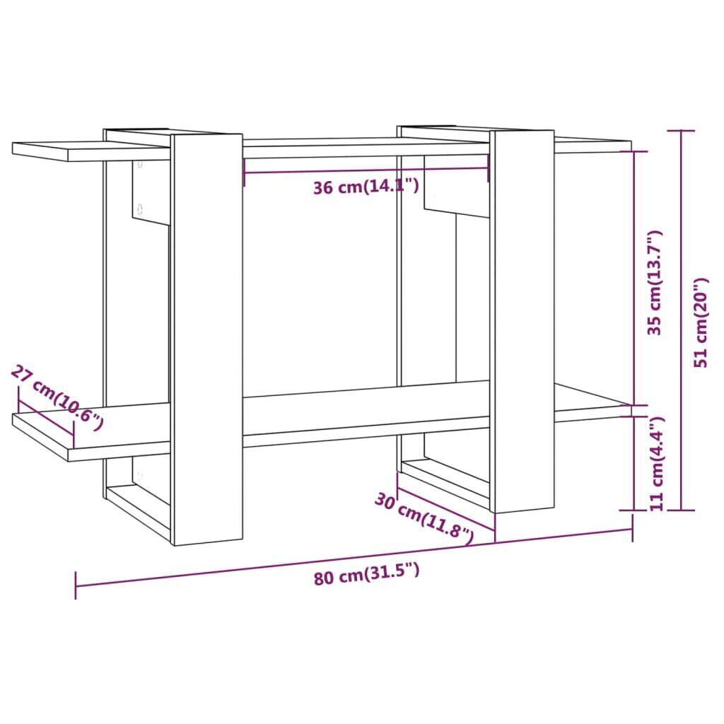 Kirjahylly/tilanjakaja korkeakiilto valkoinen 80x30x51 cm hinta ja tiedot | Hyllyt | hobbyhall.fi