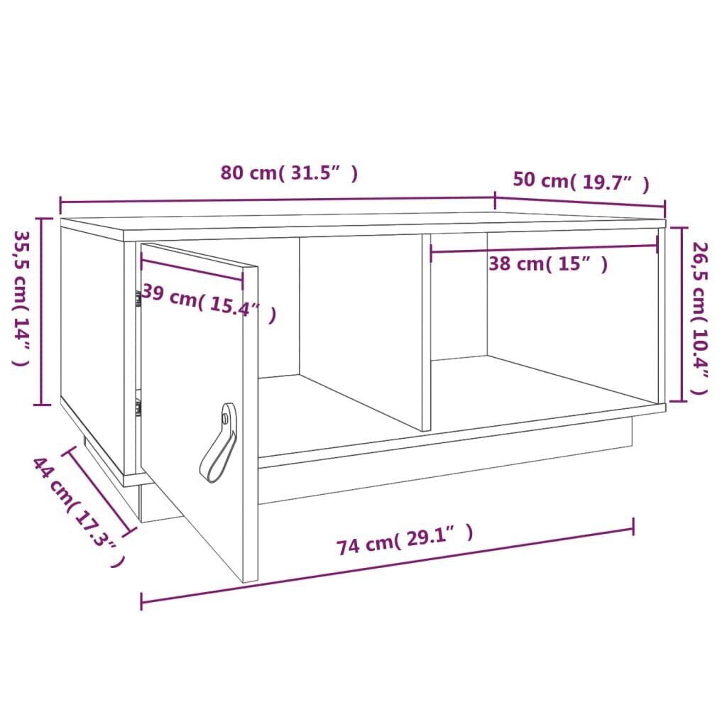 Sohvapöytä hunajanruskea 80x50x35,5 cm täysi mänty hinta ja tiedot | Sohvapöydät | hobbyhall.fi