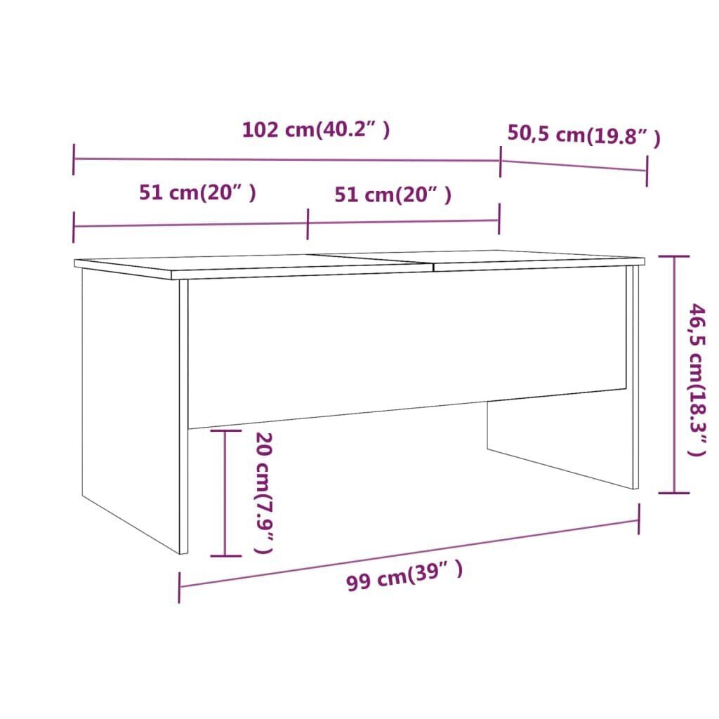 Sohvapöytä savutammi 102x50,5x46,5 cm tekninen puu hinta ja tiedot | Sohvapöydät | hobbyhall.fi