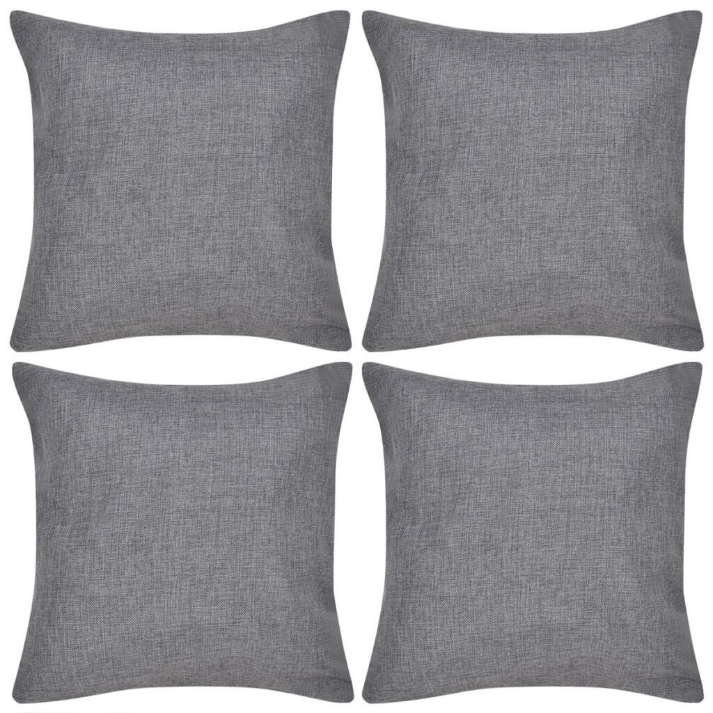 Antrasiitti Tyynynpäällinen Pellavatyylinen 4 kpl 40 x 40 cm hinta ja tiedot | Koristetyynyt ja tyynynpäälliset | hobbyhall.fi