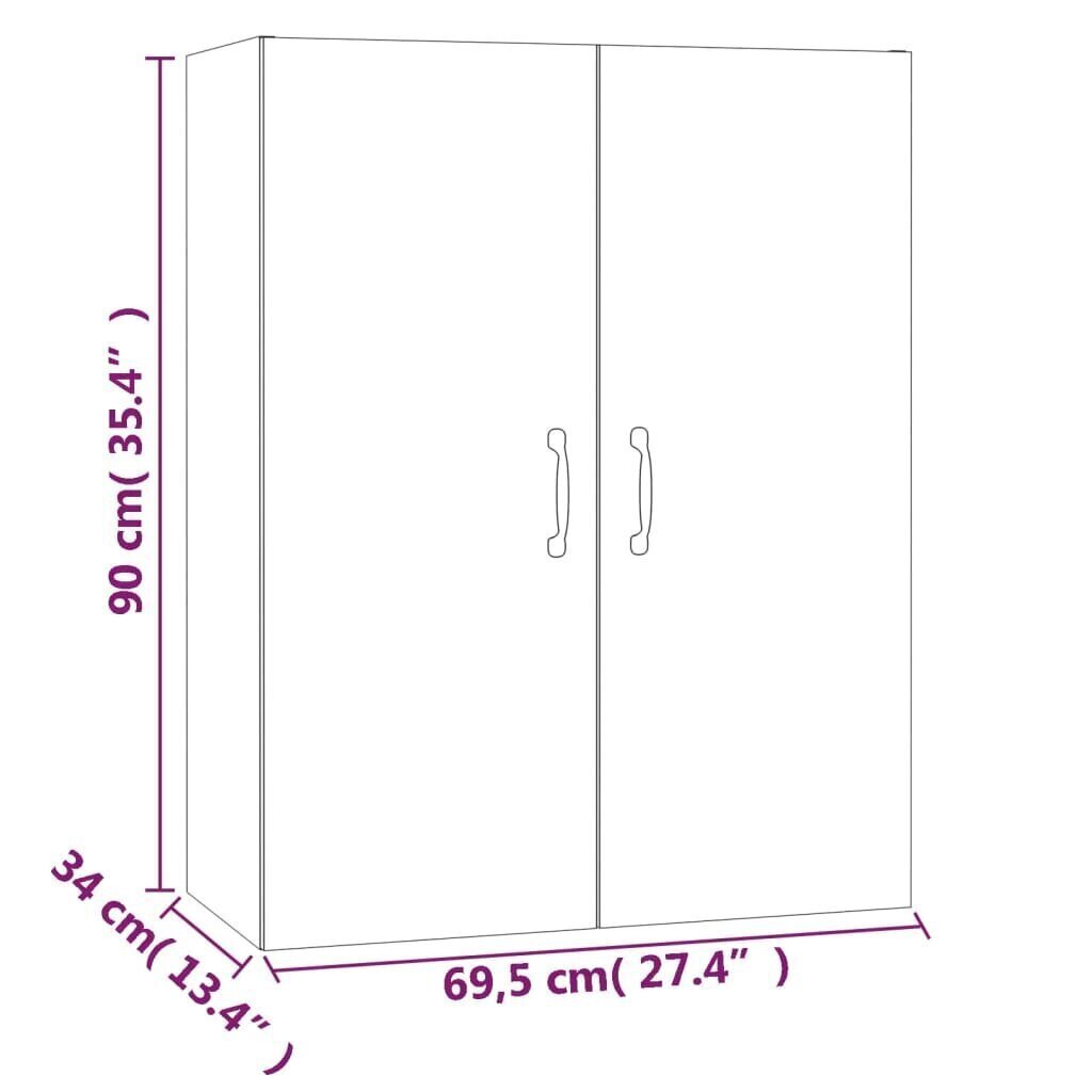 Riippuva kaappi savutammi 69,5x34x90 cm tekninen puu hinta ja tiedot | Olohuoneen kaapit ja lipastot | hobbyhall.fi