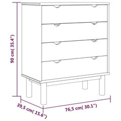 Lipasto OTTA ruskea ja harmaa 76,5x39,5x90 cm täysi mänty hinta ja tiedot | Olohuoneen kaapit ja lipastot | hobbyhall.fi