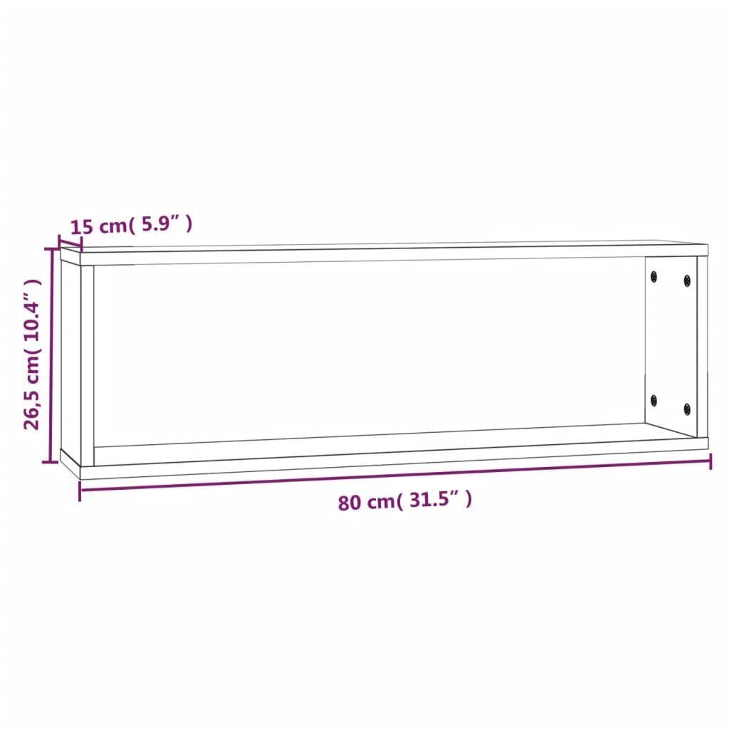 Seinäkuutiohyllyt 4 kpl savutammi 80x15x26,5 cm tekninen puu hinta ja tiedot | Hyllyt | hobbyhall.fi