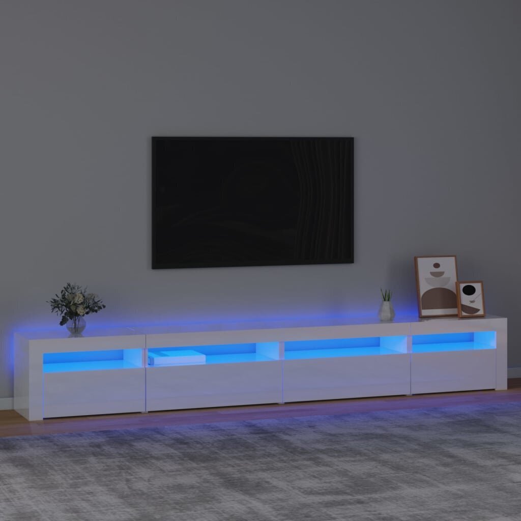 TV-taso LED-valoilla korkeakiilto valkoinen 270x35x40 cm hinta ja tiedot | TV-tasot | hobbyhall.fi