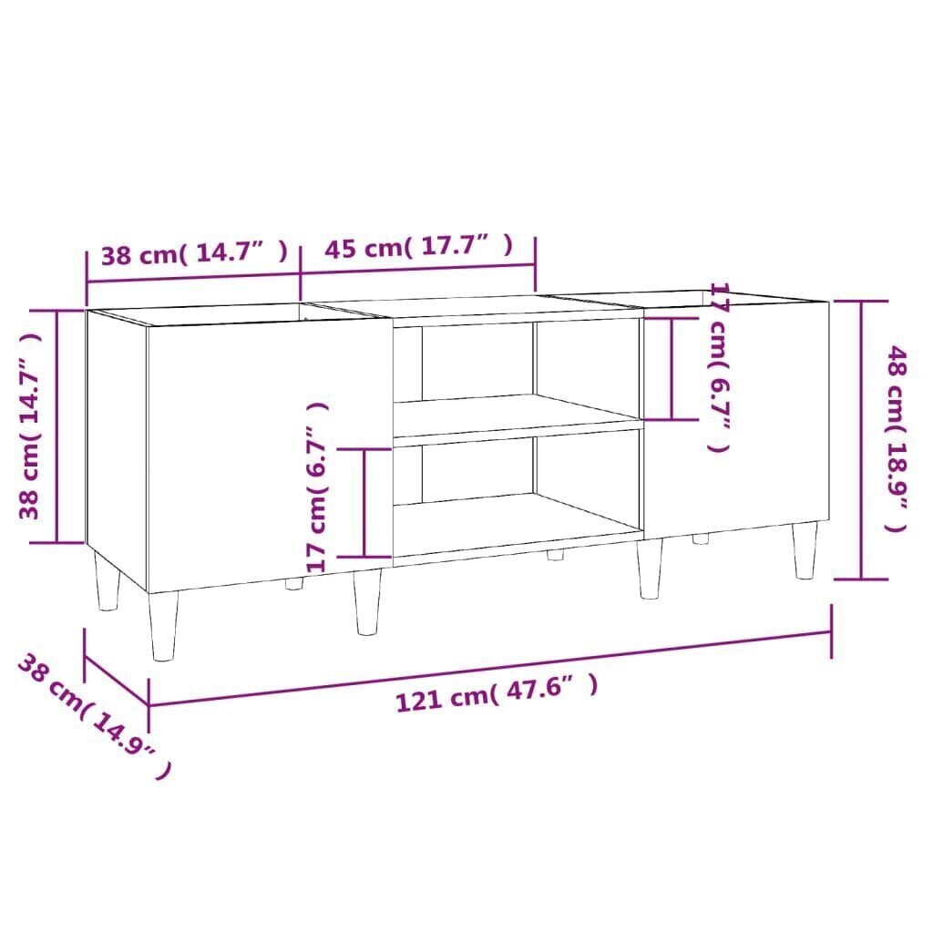 LP-levyjen säilytyskaappi musta 121x38x48 cm tekninen puu hinta ja tiedot | Olohuoneen kaapit ja lipastot | hobbyhall.fi