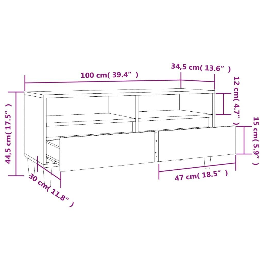 TV-taso musta 100x34,5x44,5 cm tekninen puu hinta ja tiedot | TV-tasot | hobbyhall.fi