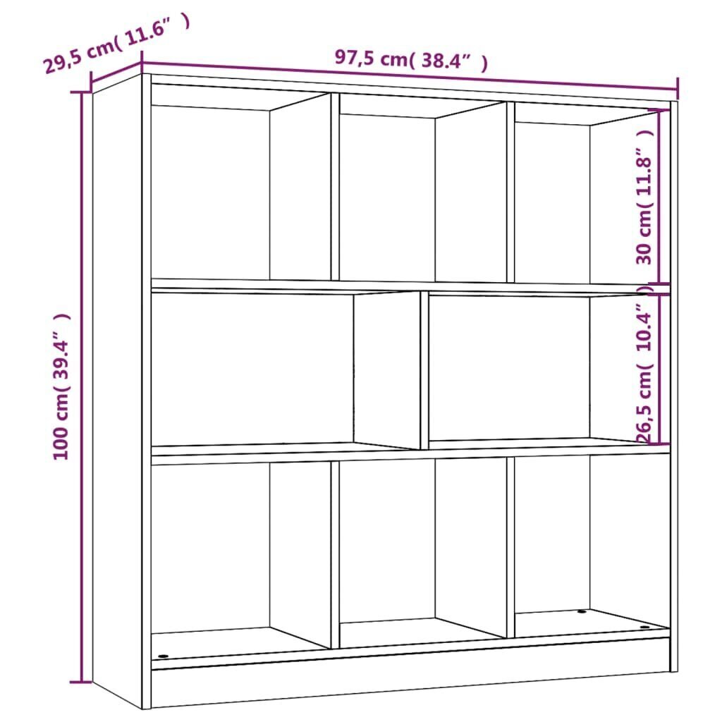 Kirjakaappi ruskea tammi 97,5x29,5x100 cm tekninen puu hinta ja tiedot | Hyllyt | hobbyhall.fi