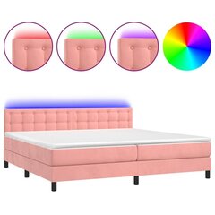 Sänky jousilla/patjalla/LED, pinkki, 200x200cm, sametti hinta ja tiedot | Sängyt | hobbyhall.fi